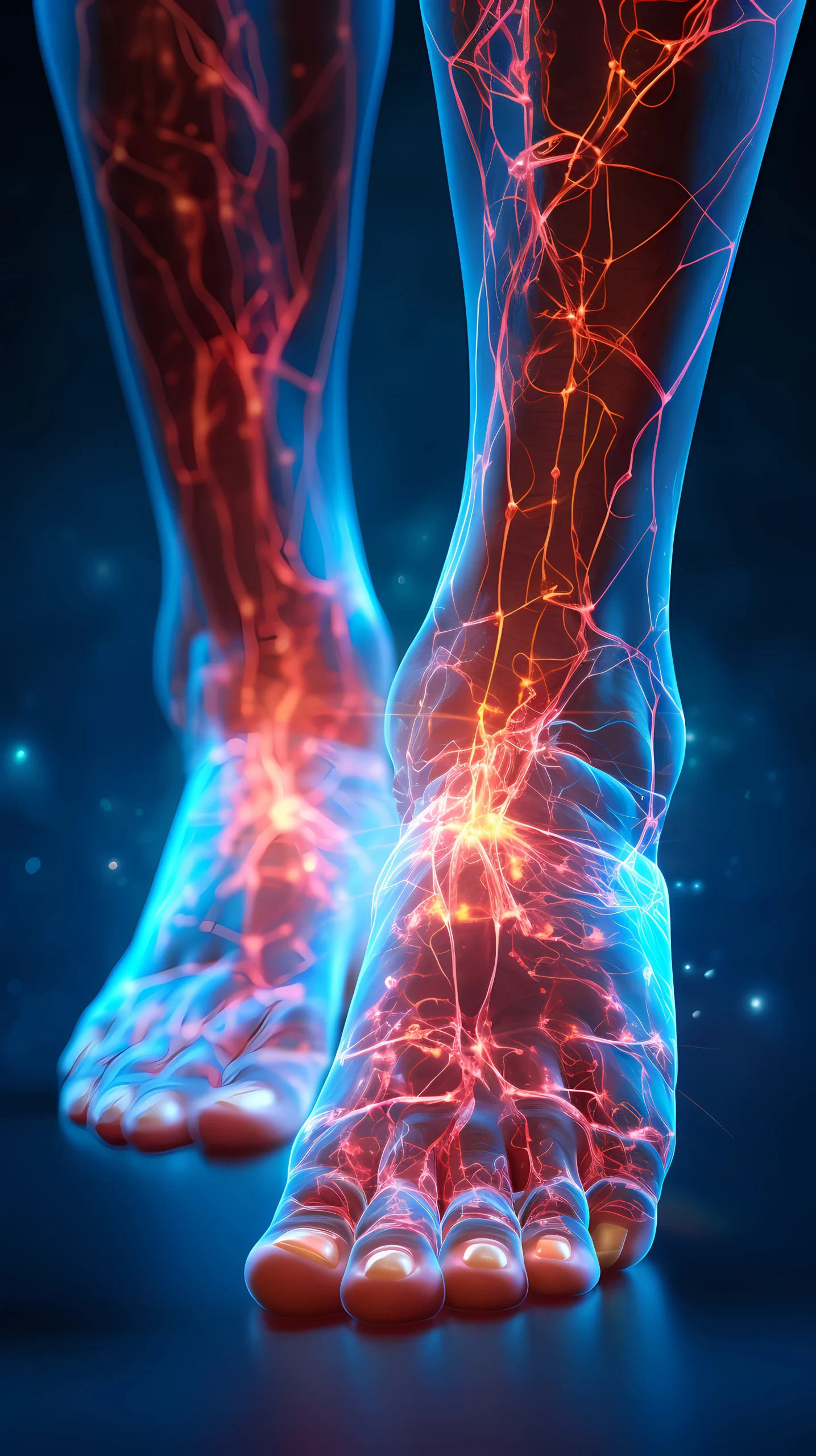 Patient receiving care for foot neuropathy from a clinician